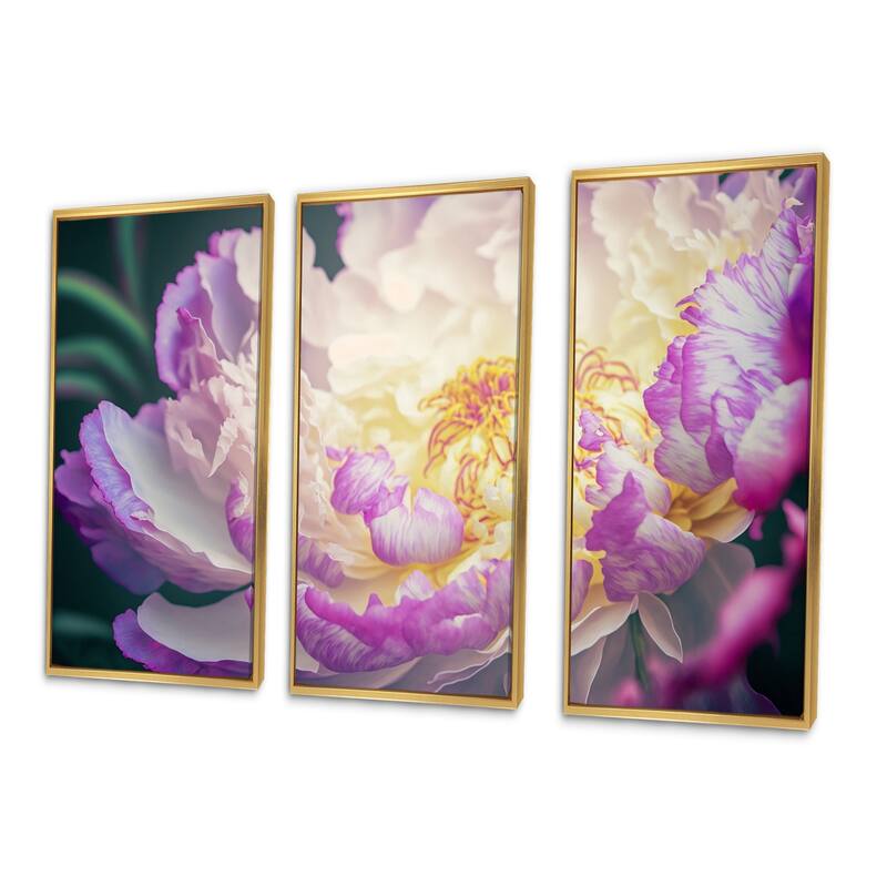 Designart "Pink And White Peony In Spring I" Floral Peony Framed Canvas